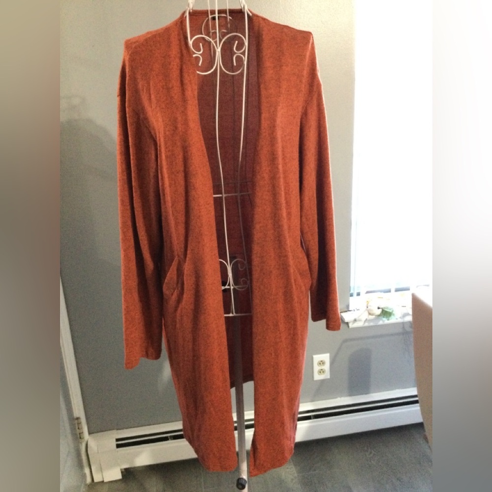 Amazon Women Orange polyester NWOT open front Sweater cardigan pockets long